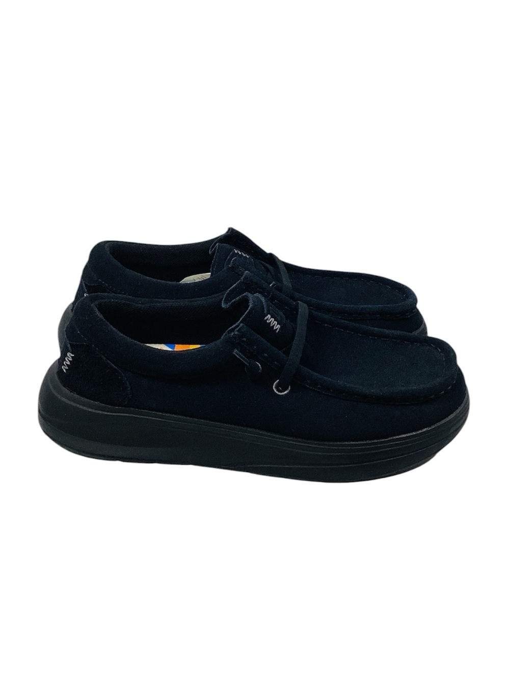 🐵 Hey Dude Suede Slip-on Black Loafers, Size 7